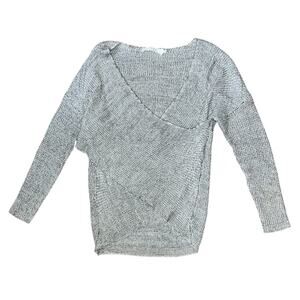 Astr The Label Wrap Front Long Sleeve Heather Gray Pullover Sweater XS